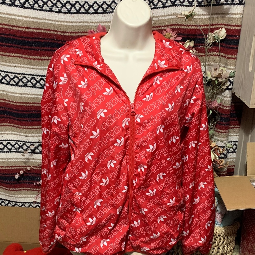 Adidas Women's Red Logo Bomber Jacket